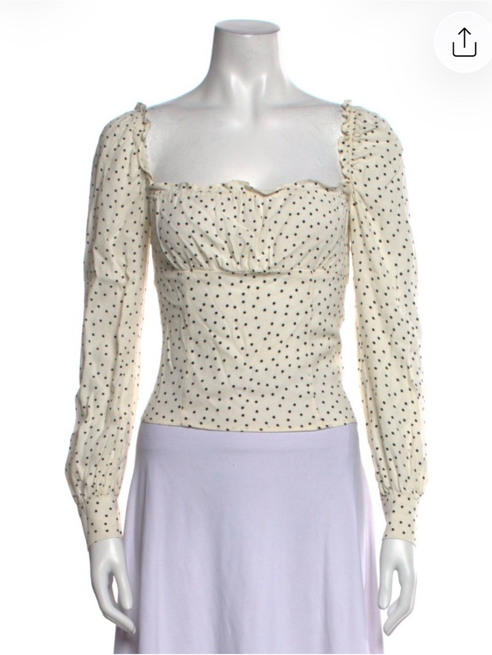 Reformation Cream Polka Dot Square-Neck Blouse